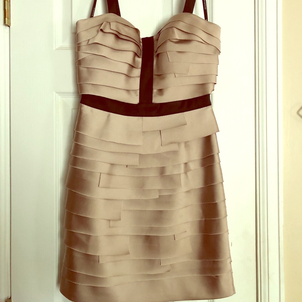 Bebe cocktail dress- Tan and Black
